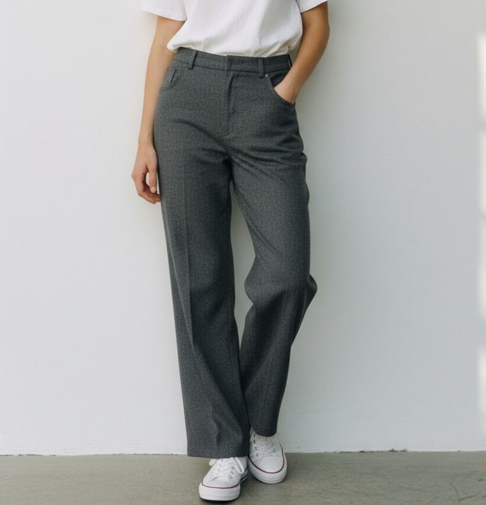 Lauren Ralph Lauren Dress Pants Women's 14 Charcoal Gray Wide Leg Wool Stretch